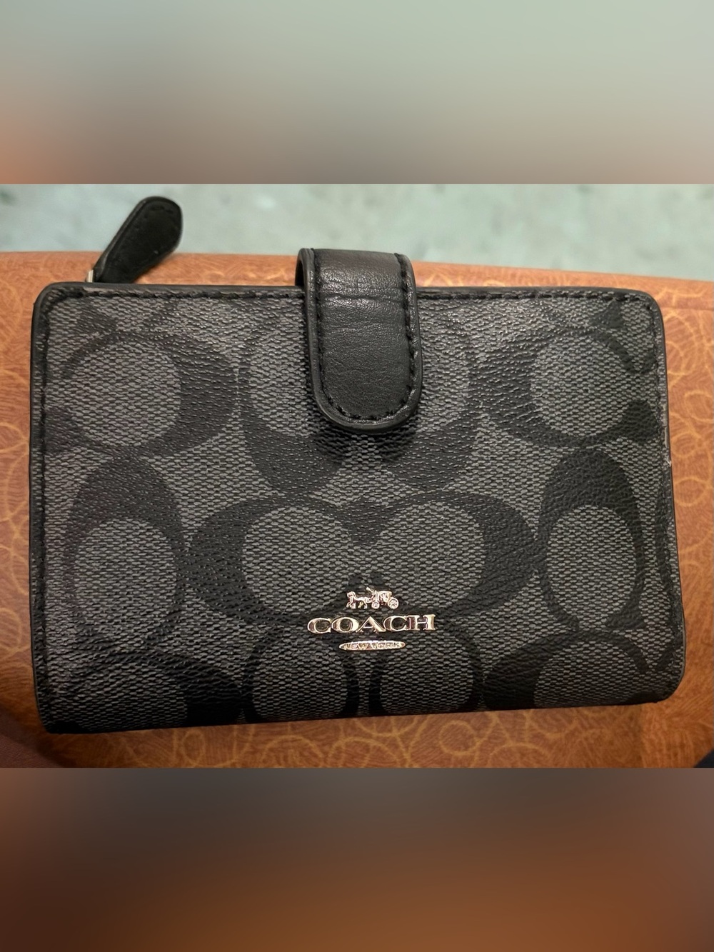 Coach Black Signature Canvas Snap Wallet